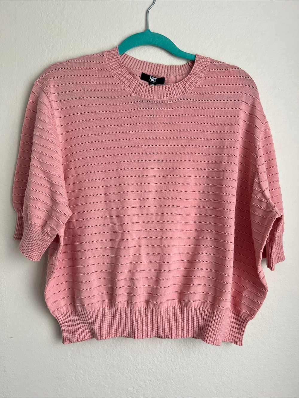 FRYE Pink Short-Sleeve Crewneck Knit Sweater L